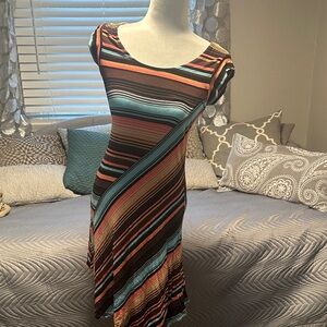 Spense Asymmetrical Striped Dress - Multicolor